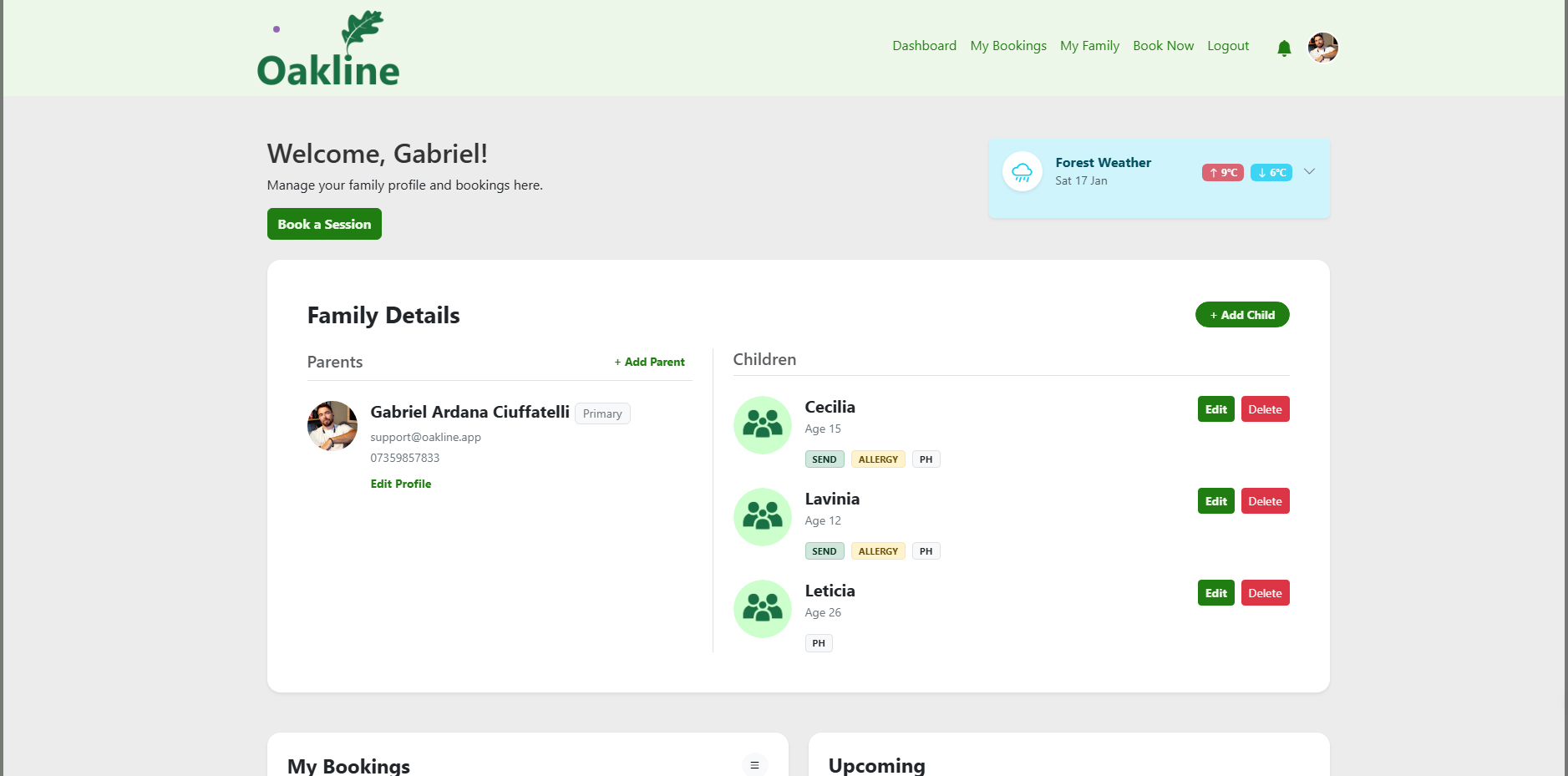Family Profiles Interface