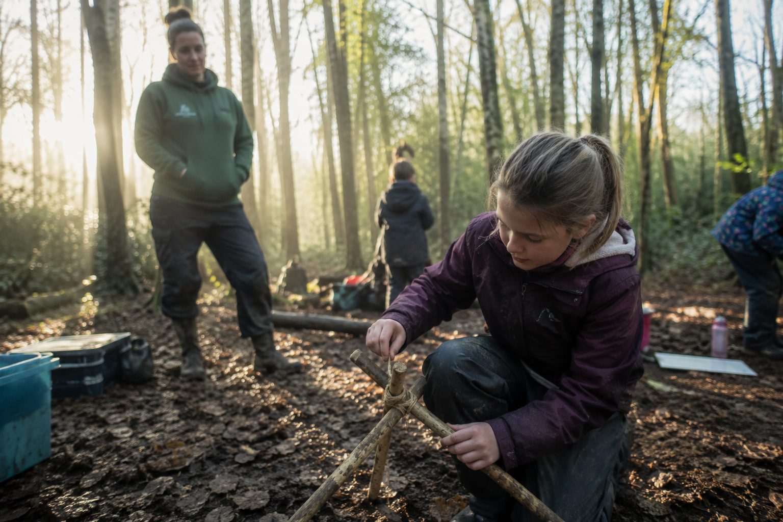 Forest School leader + kids